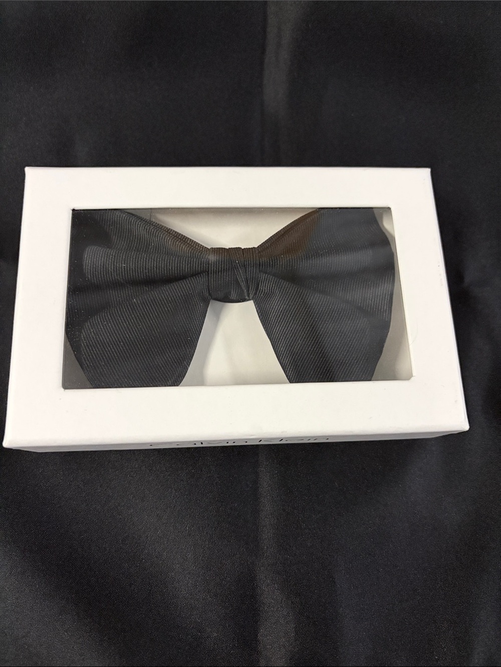 Calvin Klein Black Textured Bow Tie plus pocket scarf